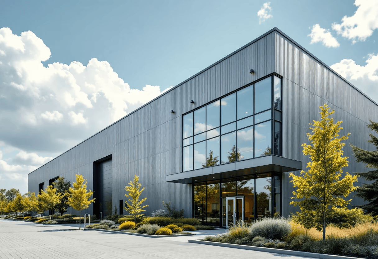 Modern industrial data center campus building — Resita site vision