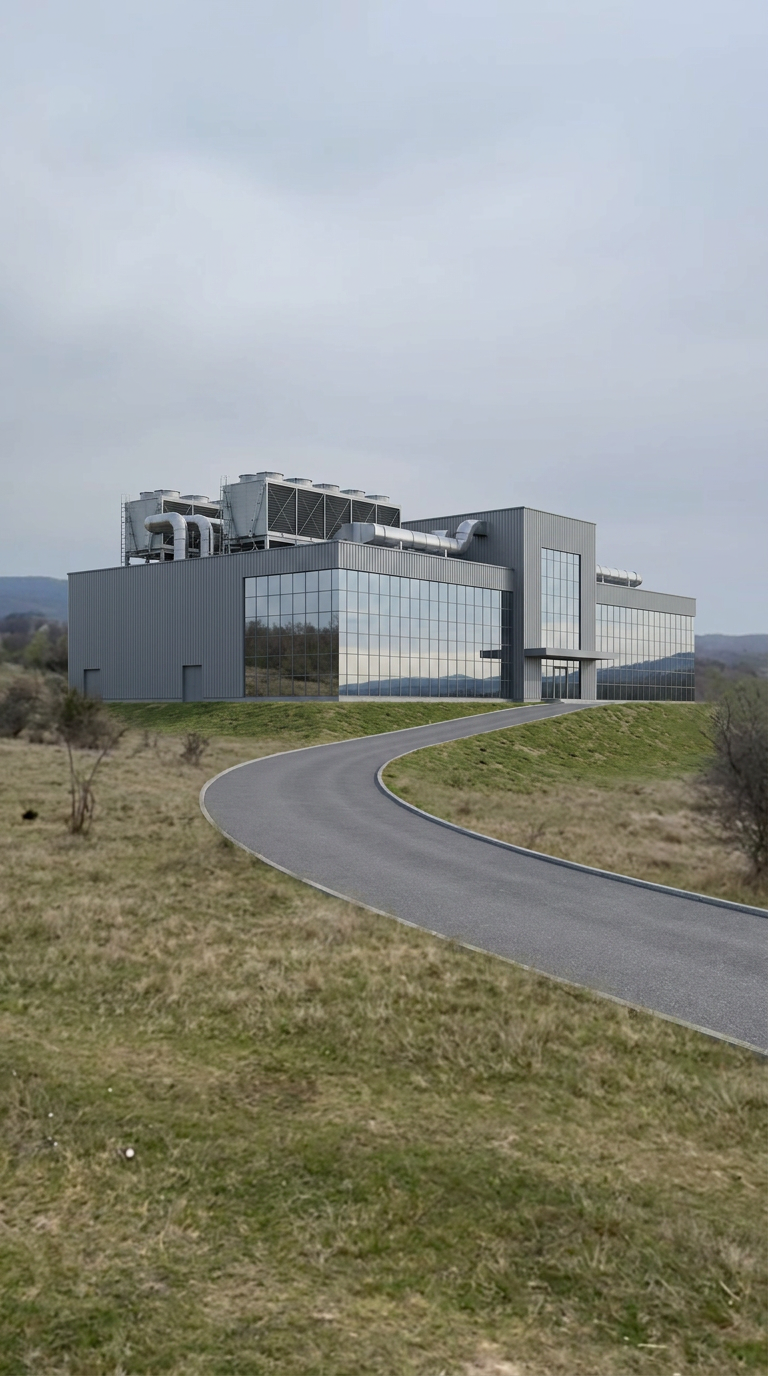 ResitaData campus vision — Phase 4 road access render on actual terrain